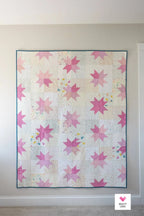 Pink & White Modern Sawtooth Star Quilt Star Pop II by Quilty Love