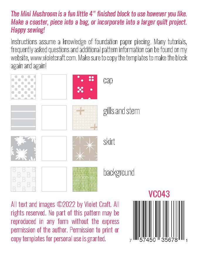The Violet Craft Mini Mushroom Pattern by Violet Craft