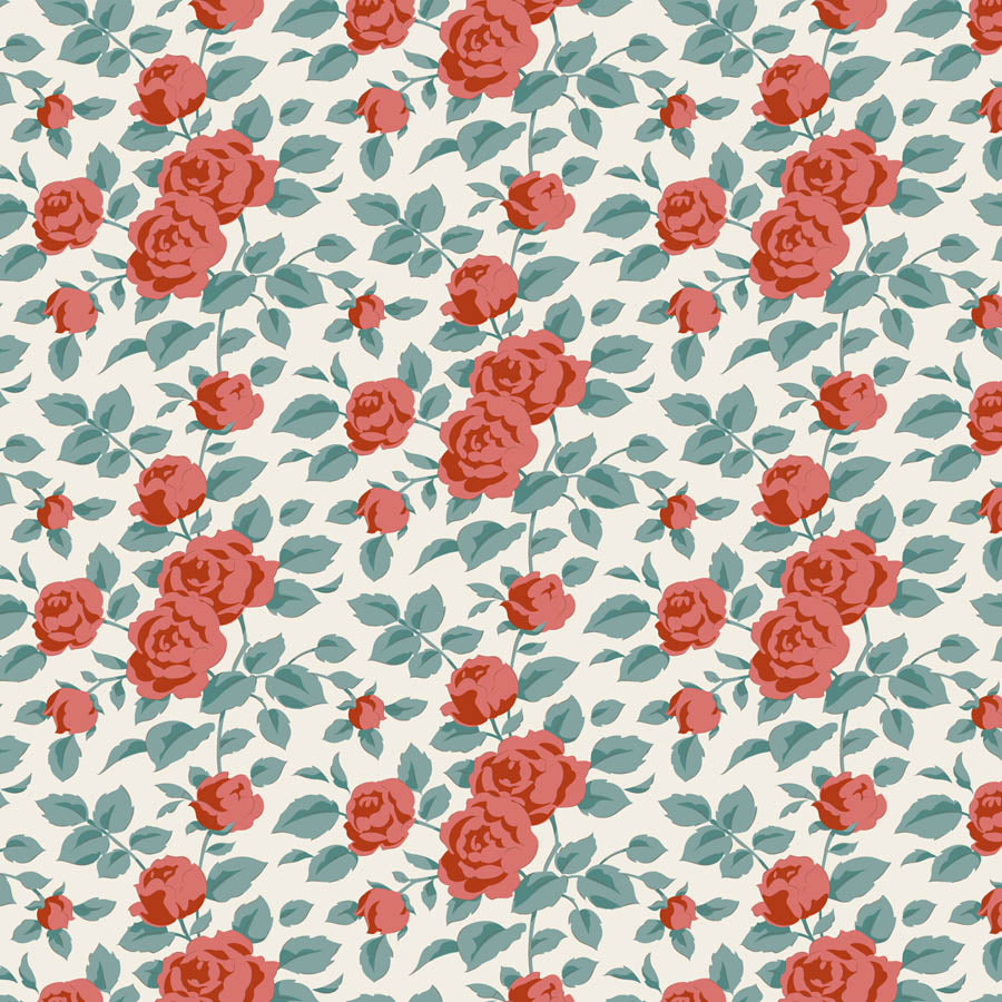 Tilda Village Life Margot Rust rose floral quilting cotton fabric