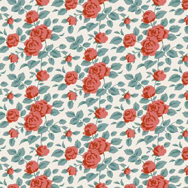 Tilda Village Life Margot Rust rose floral quilting cotton fabric