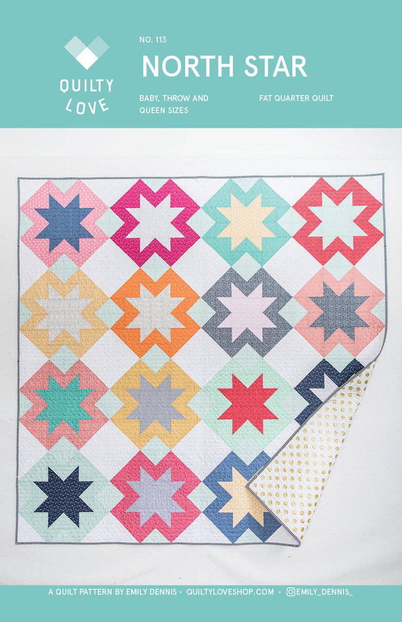 North Star Quilt Pattern by Quilty Love | Modern Fat Quarter Star Quilt Pattern