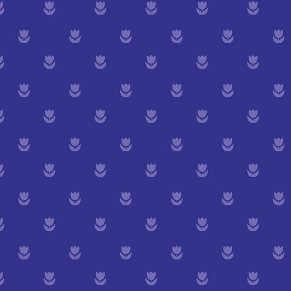 Flower Fields Blue fabric with blooming garden pattern by Jojulein Design