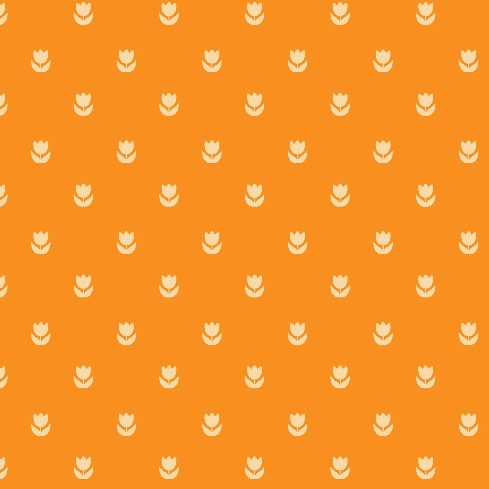 Flower Fields - Orange fabric with blooming garden pattern by Jojulein Design