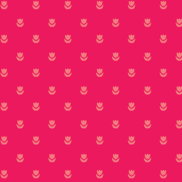 Flower Fields - Fuchsia fabric with pink floral pattern by Jojulein Design.