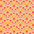 Full Bloom - Pale Orange fabric with vibrant floral garden pattern