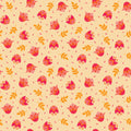 Flower Dance fabric in pale orange with vibrant floral pattern.
