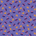 Flower Dance - Blue fabric with vibrant blooming garden pattern.