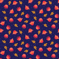 Flower Dance Navy fabric with vibrant floral pattern by Jojulein Design