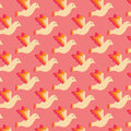 Birdies pink fabric with colorful winged bird pattern by Jojulein Design