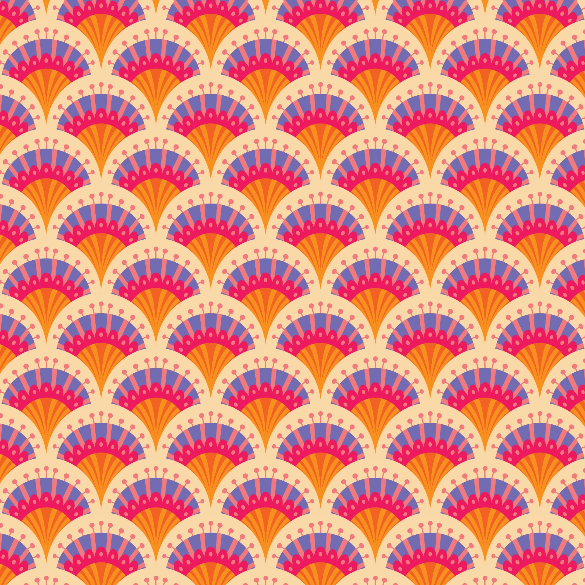 Fan Flowers - Pale Orange - Blooming Garden by Jojulein Design for Cloud9 Fabrics