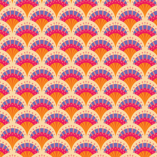 Fan Flowers - Pale Orange - Blooming Garden by Jojulein Design for Cloud9 Fabrics