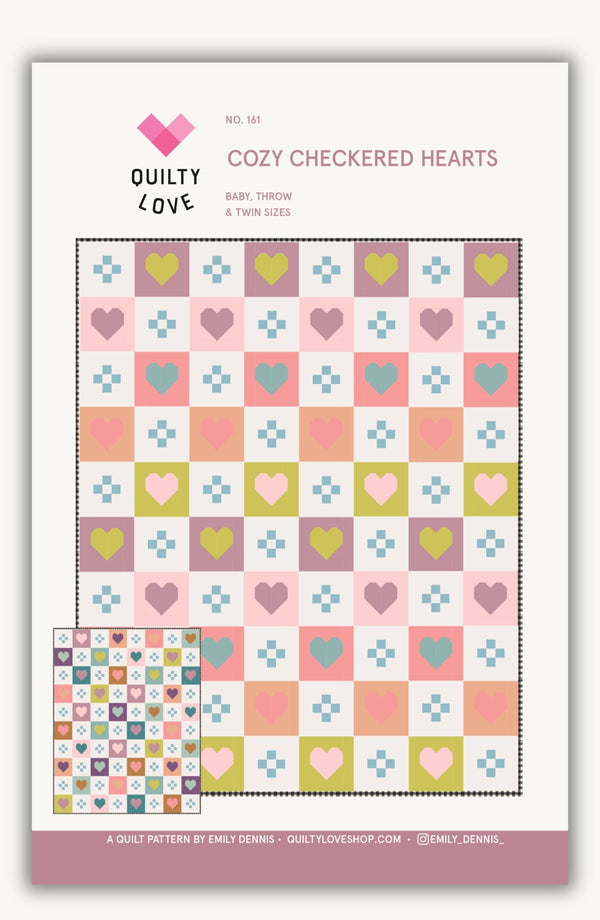 Cozy Checkered Hearts Quilt Pattern by Quilty Love | Heart Quilt & Fat Quarter Pattern