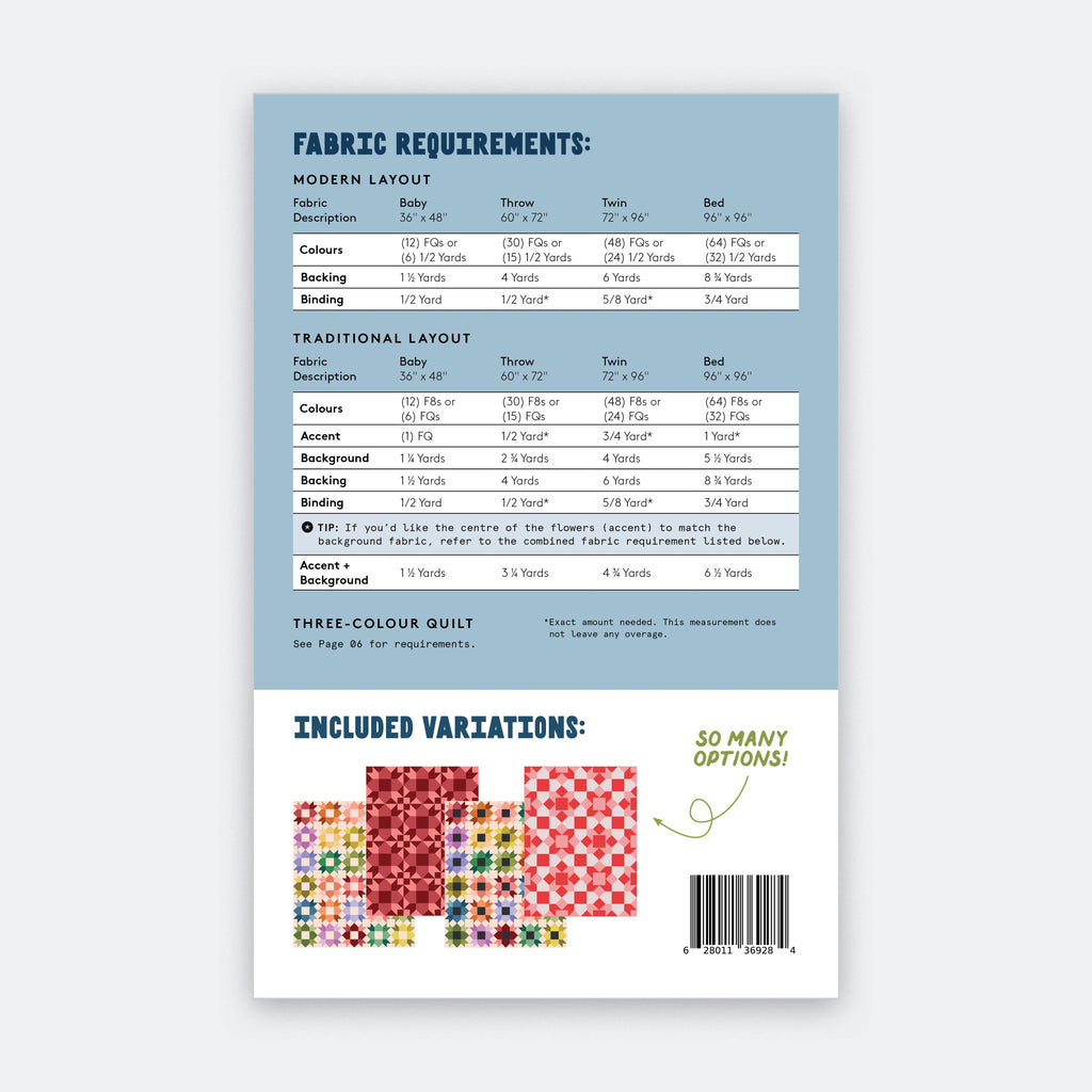Fabric Requirements for Peace Garden Quilt Pattern by The Blanket Statement Quilt Co