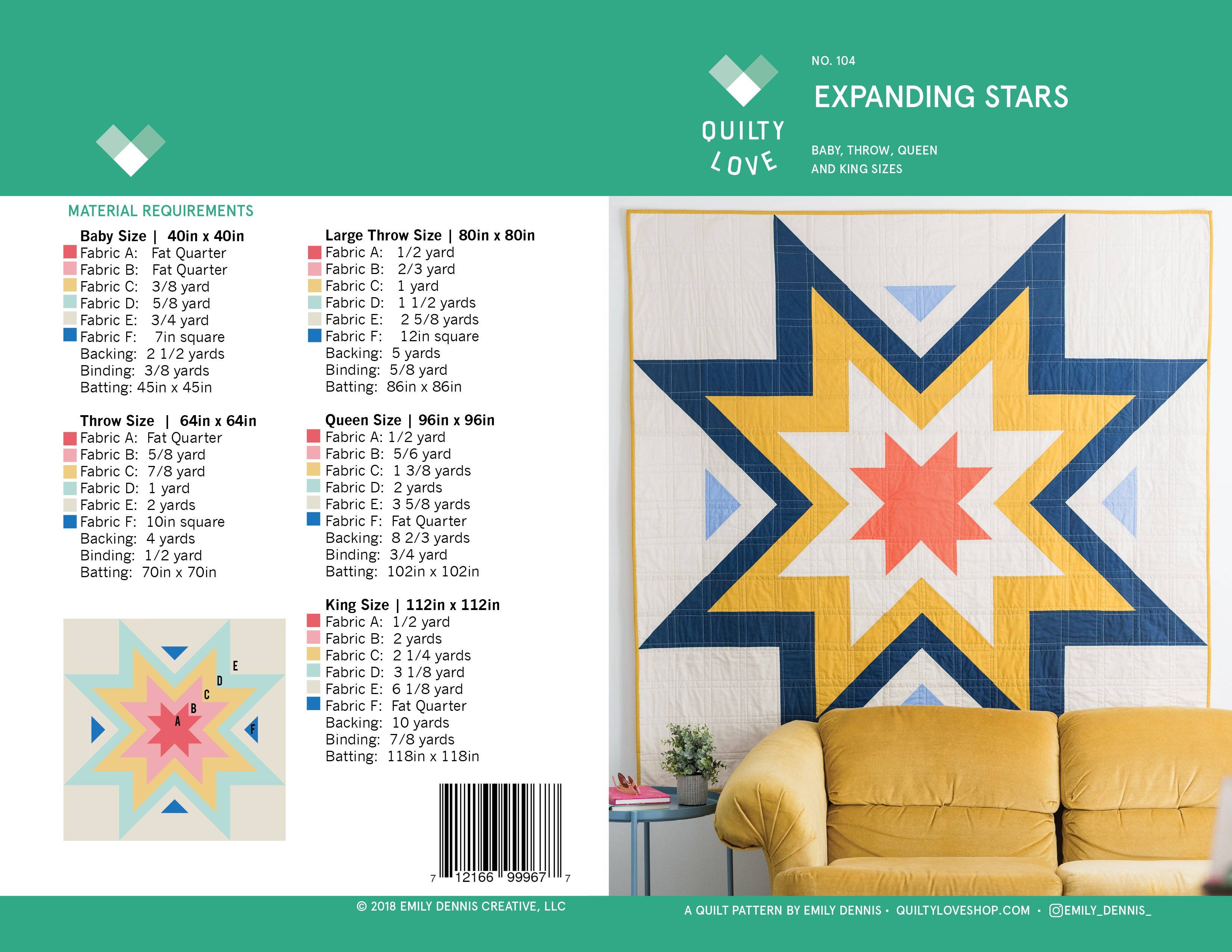 Expanding Stars Quilt Pattern by Quilty Love | Modern Star Quilt Pattern