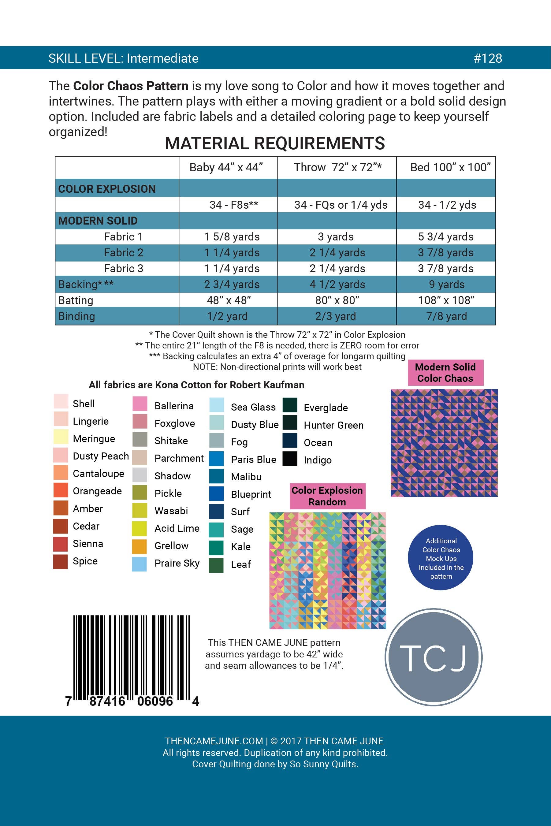 Color Chaos Quilt Pattern - Printed