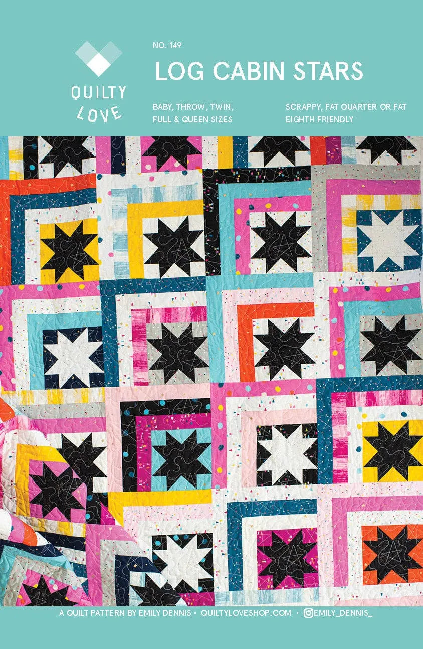 Quilt Pattern Cover Log Cabin Stars by Quilty Love
