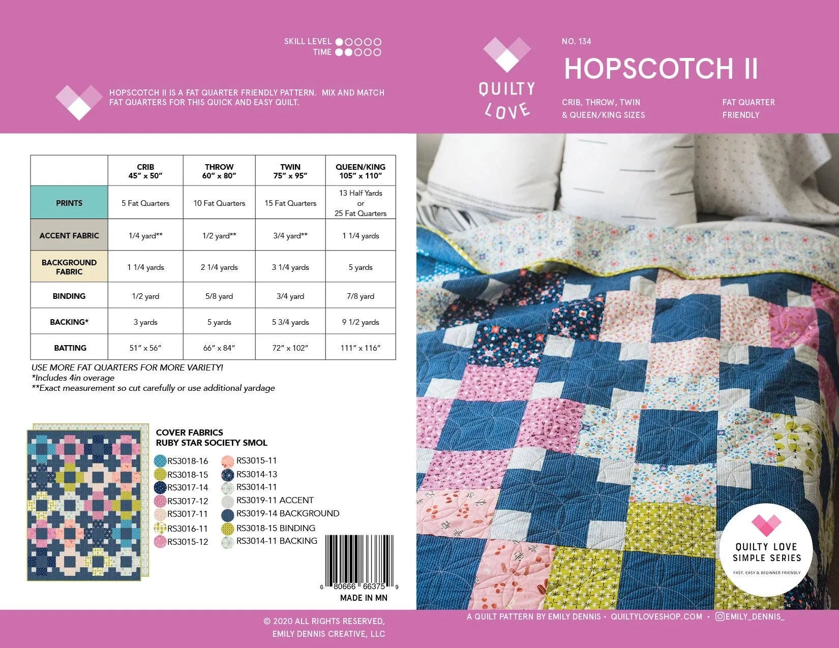 Quilt Pattern Cover Hopscotch II Quilt by Quilty Love Beginner Quilt Pattern