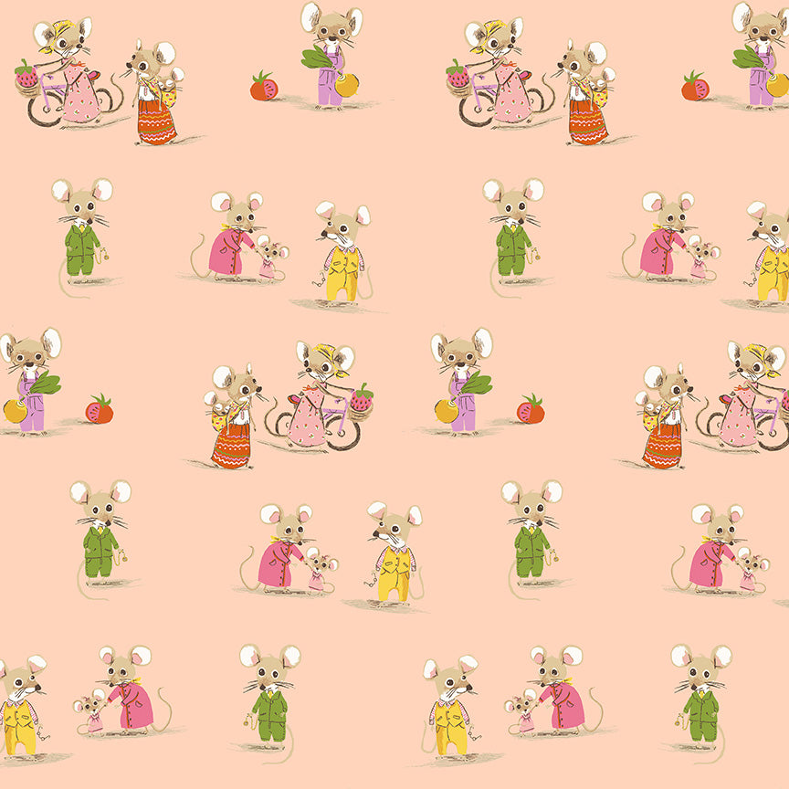 Heather Ross Favorites Country Mouse / City Mouse Blush Yardage | Windham Fabrics