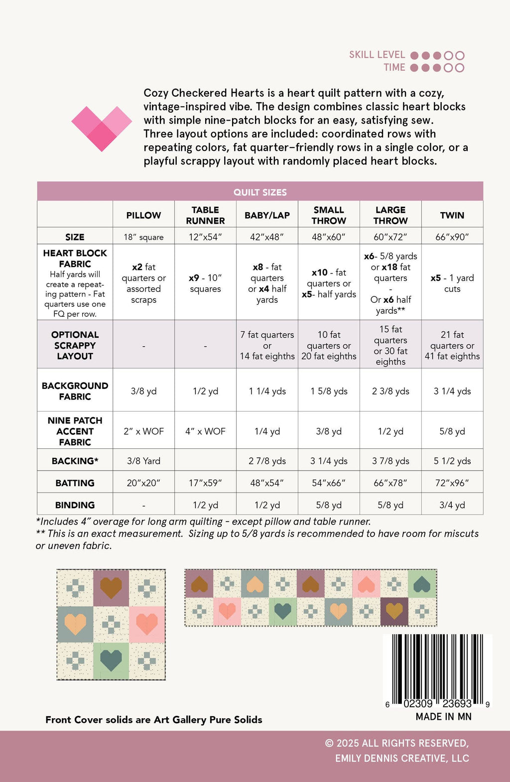 Cozy Checkered Hearts Quilt Pattern by Quilty Love | Heart Quilt & Fat Quarter Pattern