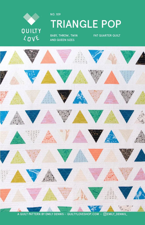 Quilt Pattern Cover Fat Quarter Friendly Triangle Pop by Quilty Love