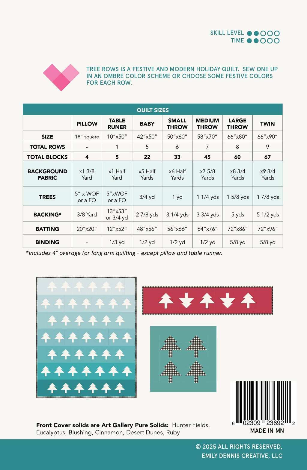 Tree Rows Quilt Pattern by Quilty Love | Modern Christmas Tree Quilt Pattern