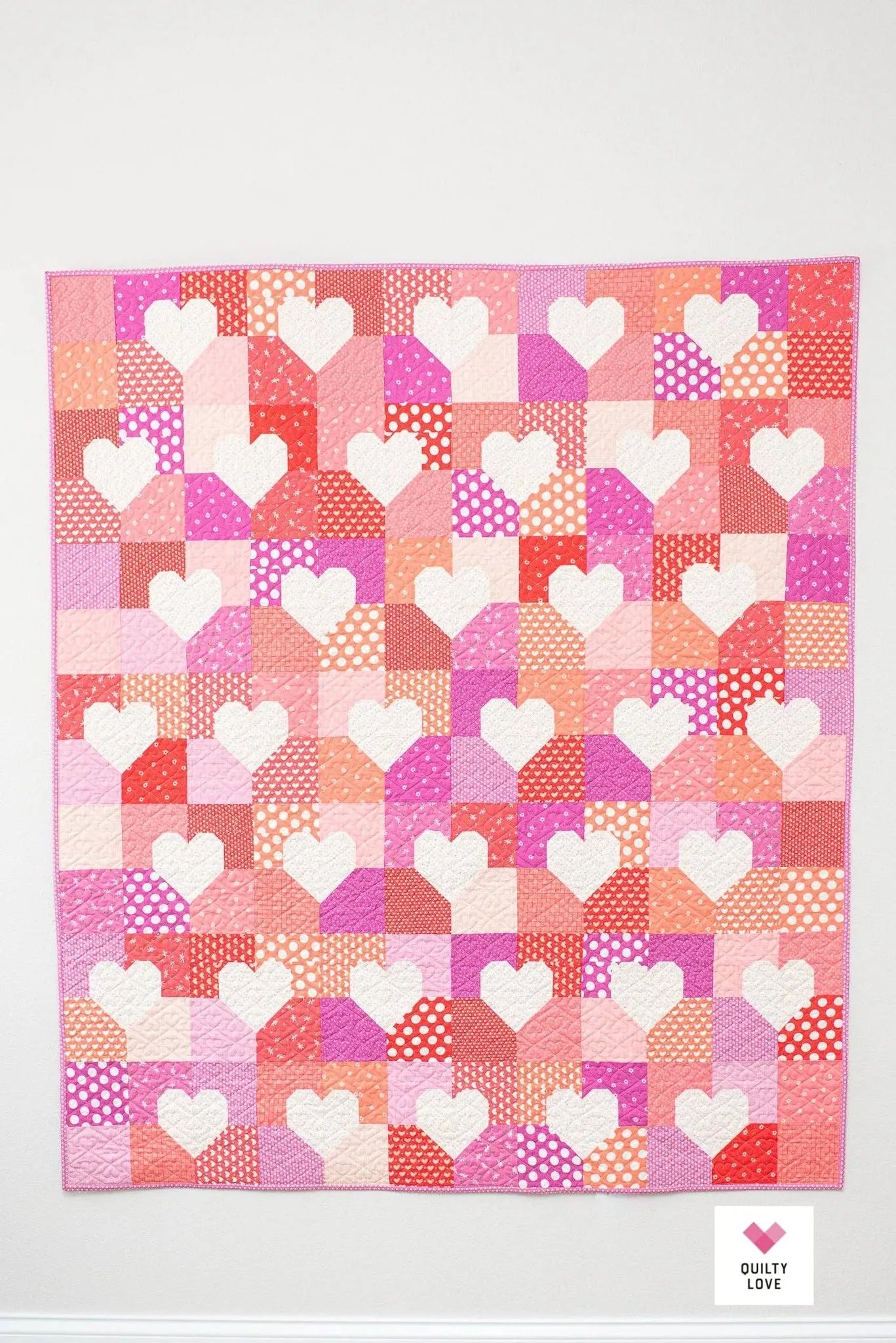 Pink & Purple Colorway Patchwork Hearts by Quilty Love