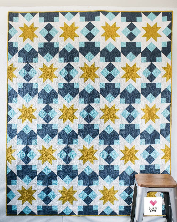 Night Stars Quilt Pattern by Quilty Love | Modern Star & Fat Quarter Quilt Pattern