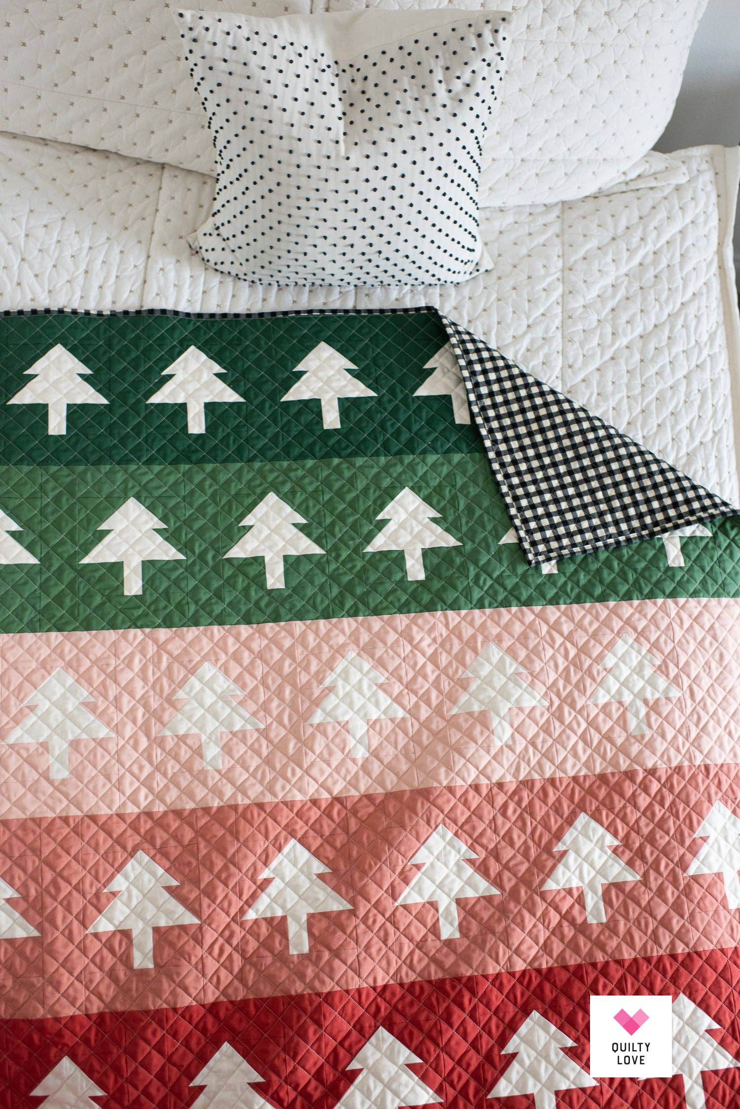 Tree Rows Quilt Pattern by Quilty Love | Modern Christmas Tree Quilt Pattern