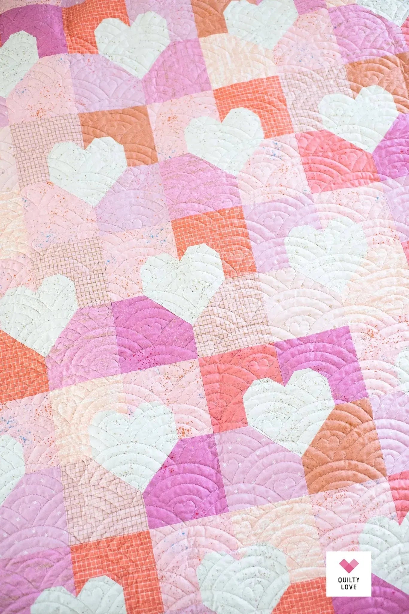 Up close detail Patchwork Hearts by Quilty Love