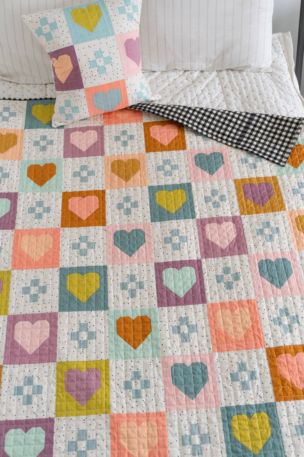 Cozy Checkered Hearts Quilt Pattern by Quilty Love | Heart Quilt & Fat Quarter Pattern