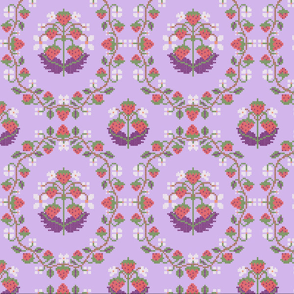 Once Upon a Charm Cross Stitch Purple Yardage | FIGO Fabrics