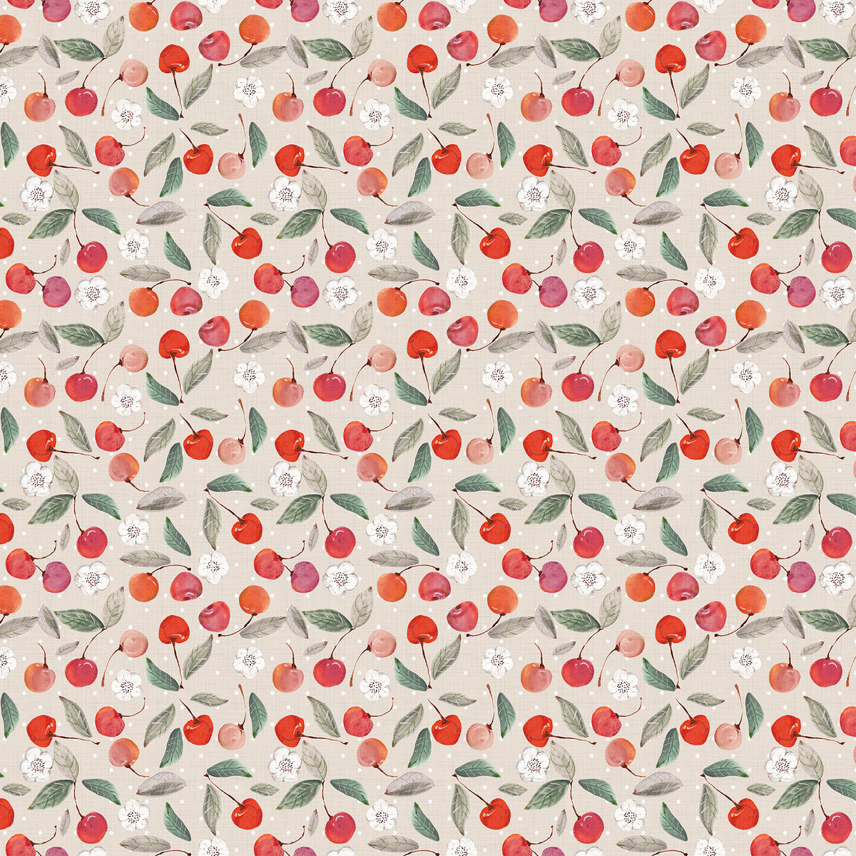 Cherry Taupe from Cherry Orchard Collection by Bernadett Urbanovic for FIGO Fabrics