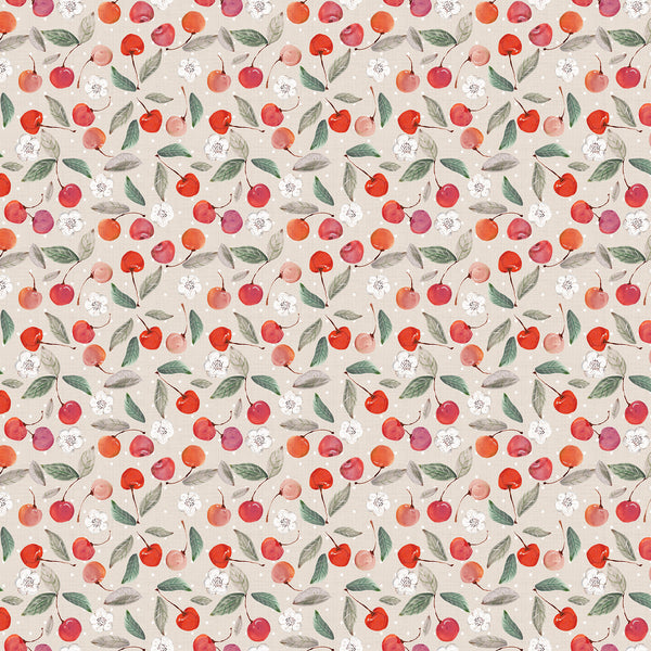 Cherry Taupe from Cherry Orchard Collection by Bernadett Urbanovic for FIGO Fabrics