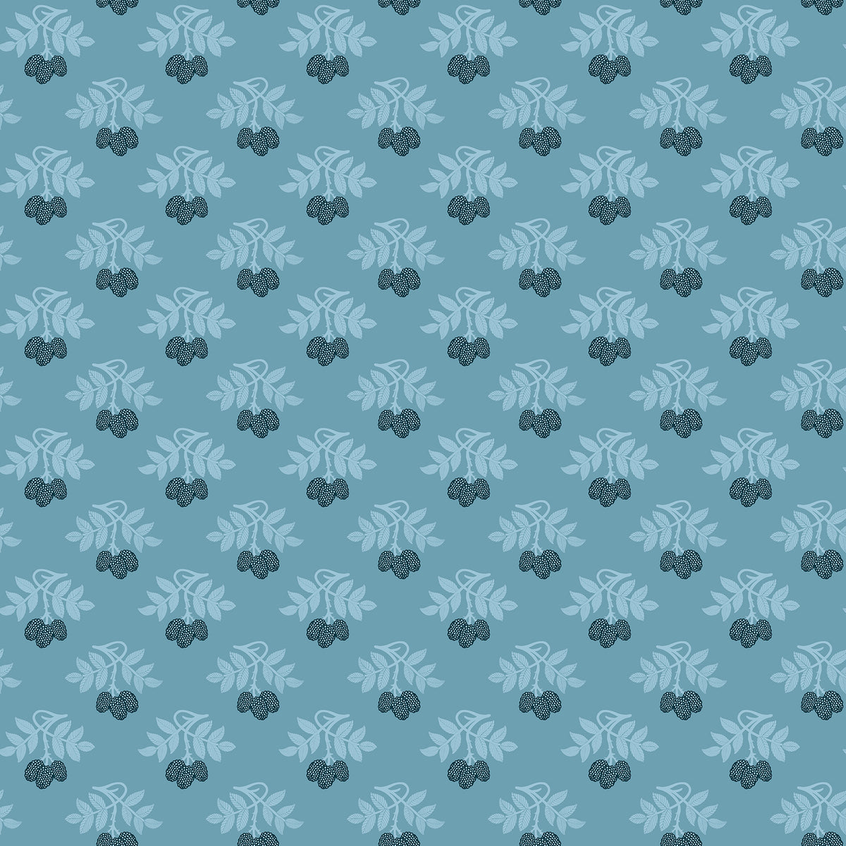Bramble & Bloom Berries Blue Yardage | FIGO Fabrics