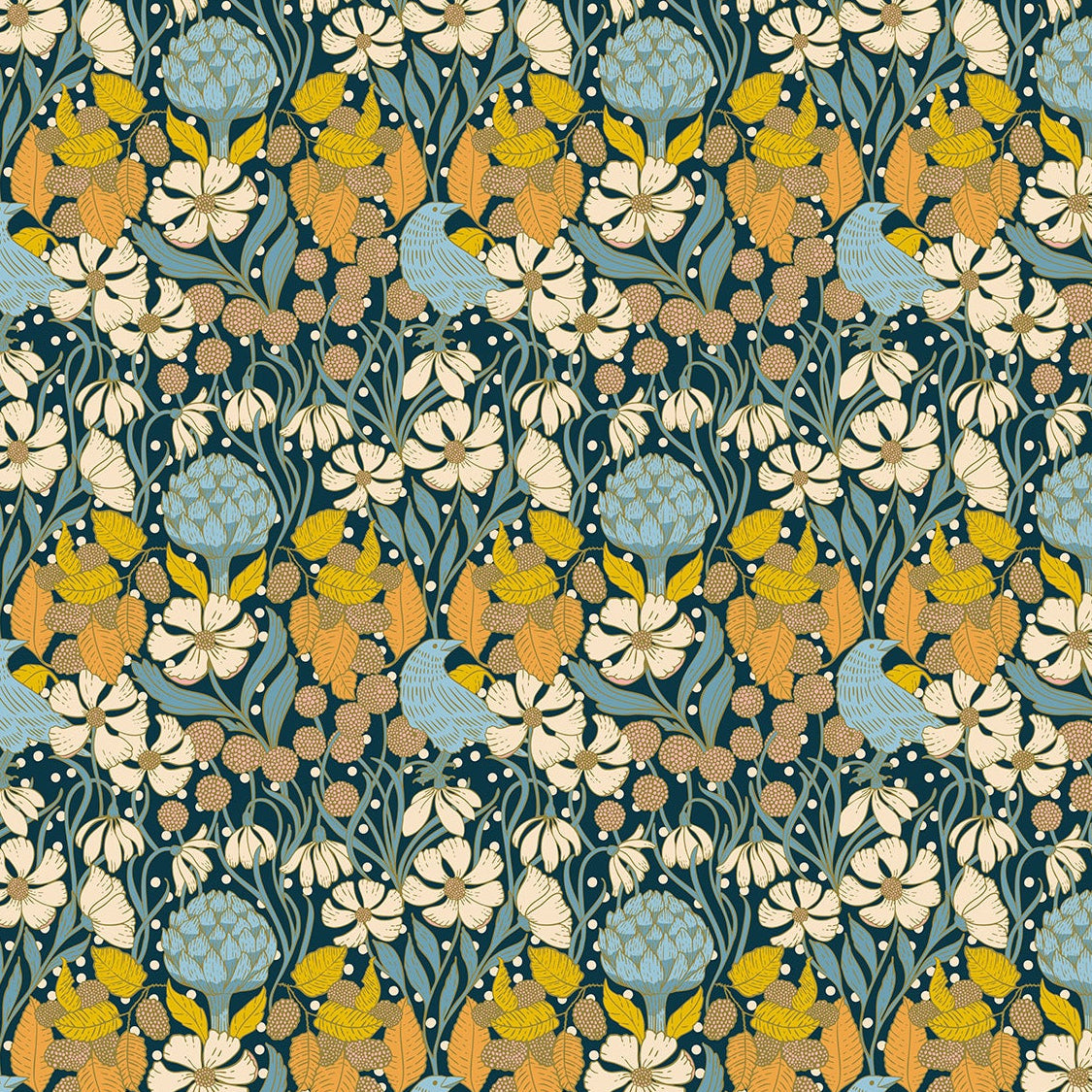 Bramble & Bloom Bramble Brush Navy Yardage | FIGO Fabrics