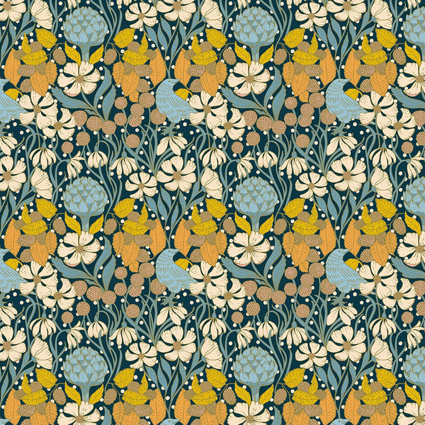 Bramble & Bloom Bramble Brush Navy Yardage | FIGO Fabrics