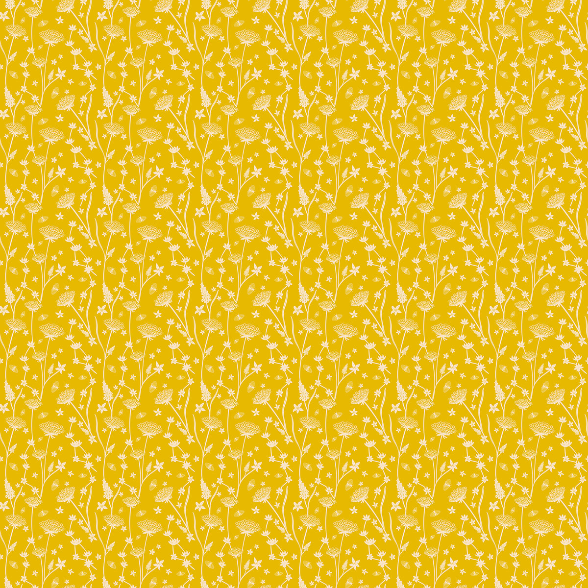 Bramble & Bloom Floral Gold Yardage | FIGO Fabrics