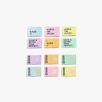 Set of colorful motivational stickers with text on a white background KATM Labels