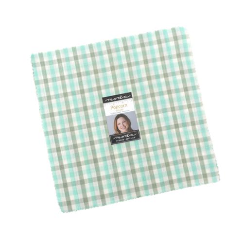 Popcorn Wovens layer cake by Elizabeth Hartman for Moda, a stack of 10-inch gingham squares