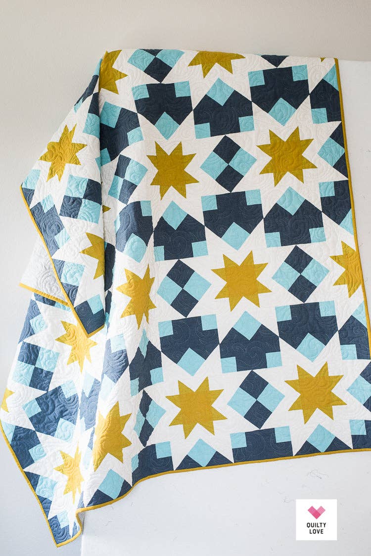 Night Stars Quilt Pattern by Quilty Love | Modern Star & Fat Quarter Quilt Pattern
