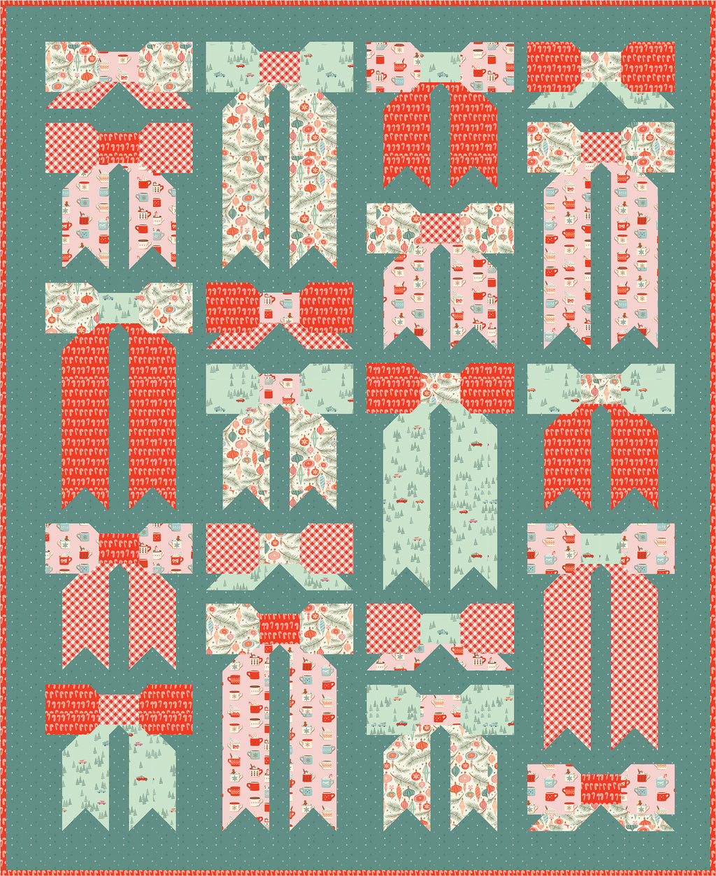 Top Knot beginner-friendly scrappy quilt pattern with bow blocks by Pen + Paper Patterns