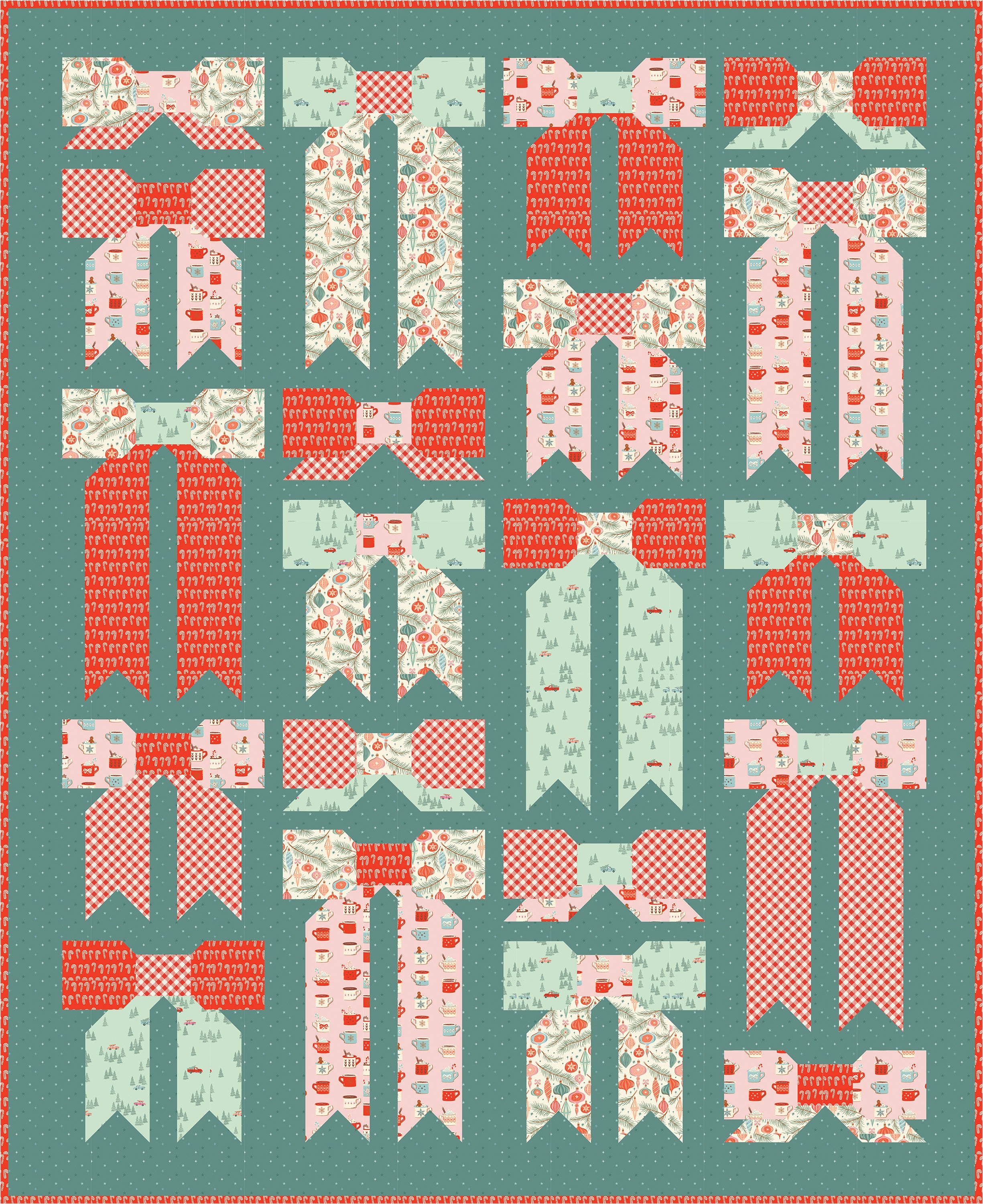 Top Knot beginner-friendly scrappy quilt pattern with bow blocks by Pen + Paper Patterns