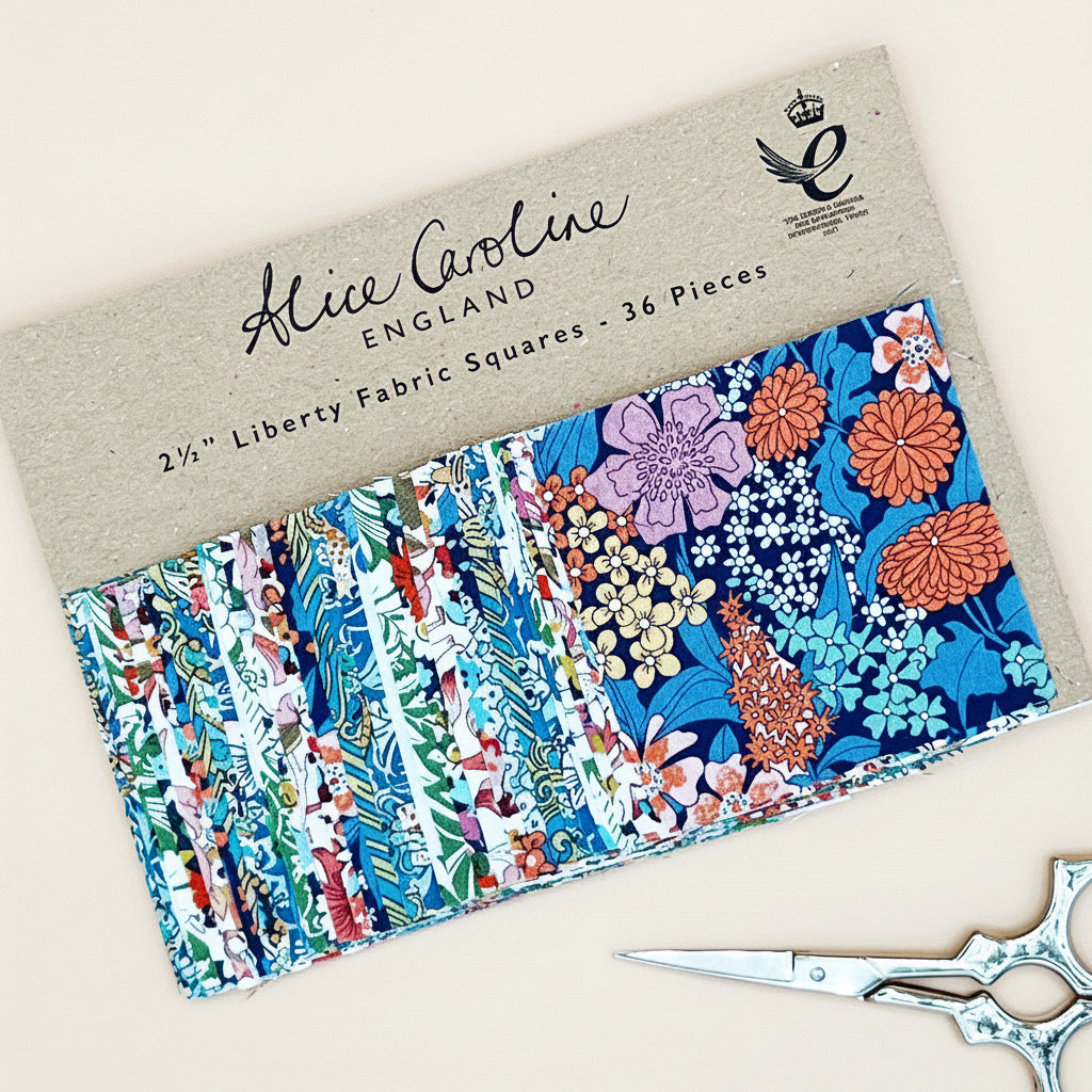Liberty Fabric Squares 2 1/2" Blue Floral by Alice Caroline England