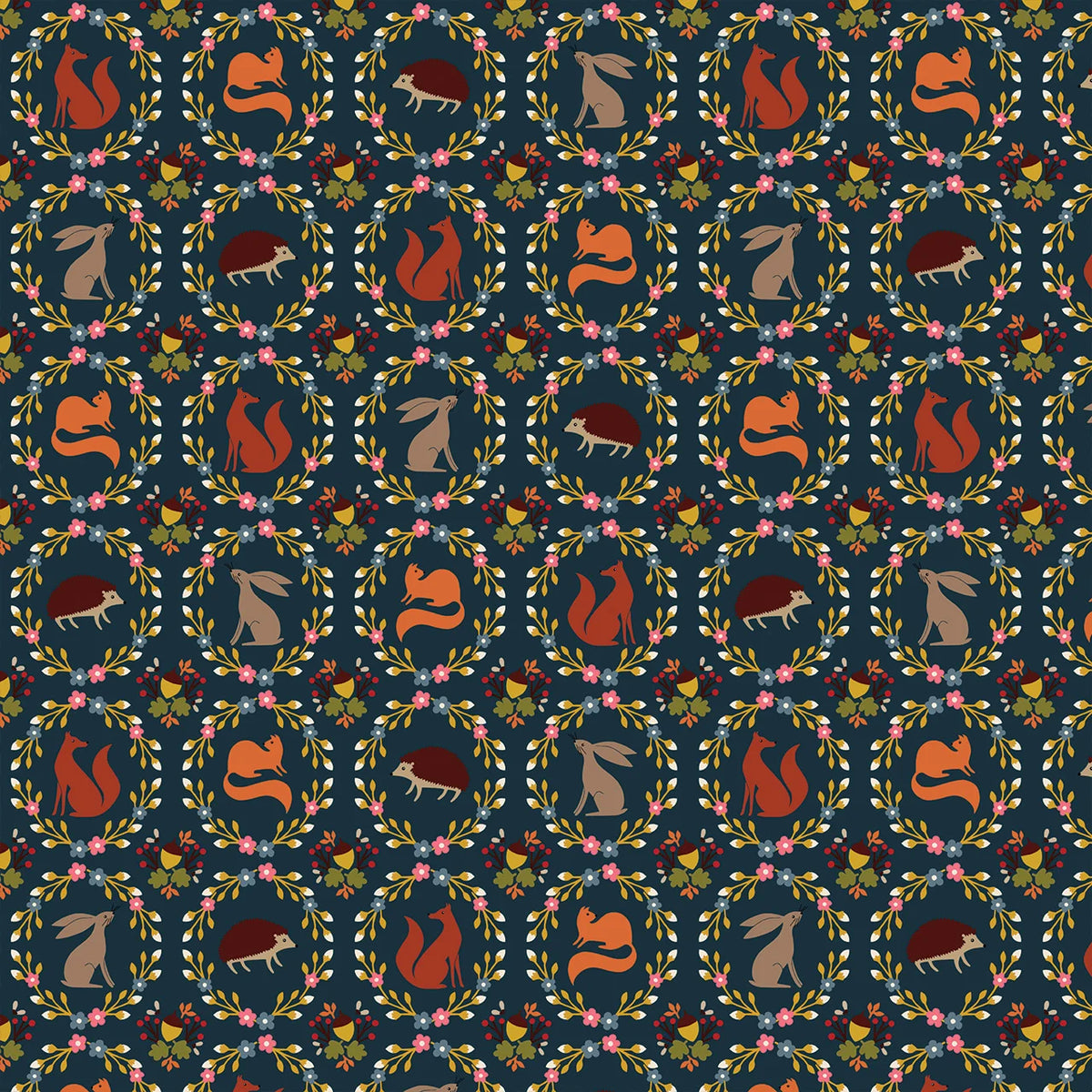 Autumn Wreath from the New Forest collection by Siane Summerhayes for Thread &amp; Ink Designs.