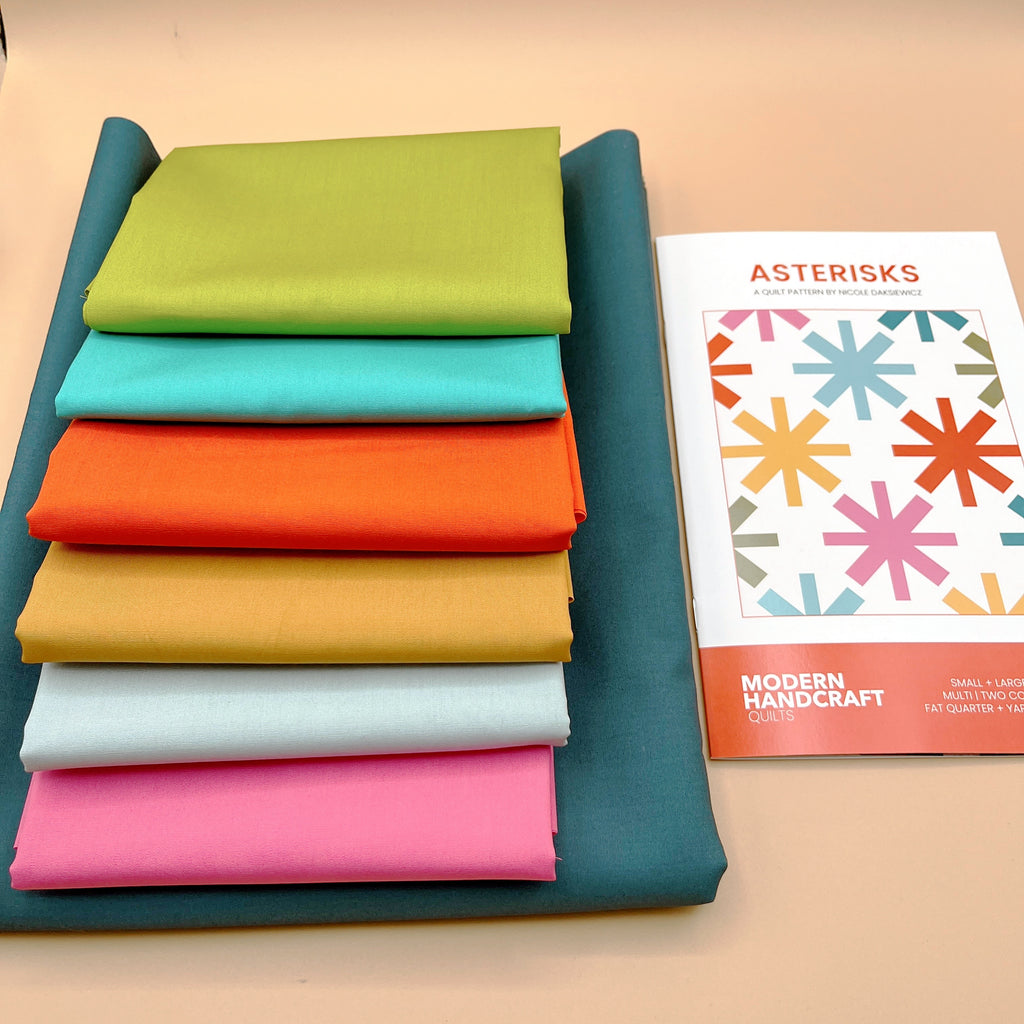 Art Gallery Pure Solids fabrics and Asterisks Quilt Kit