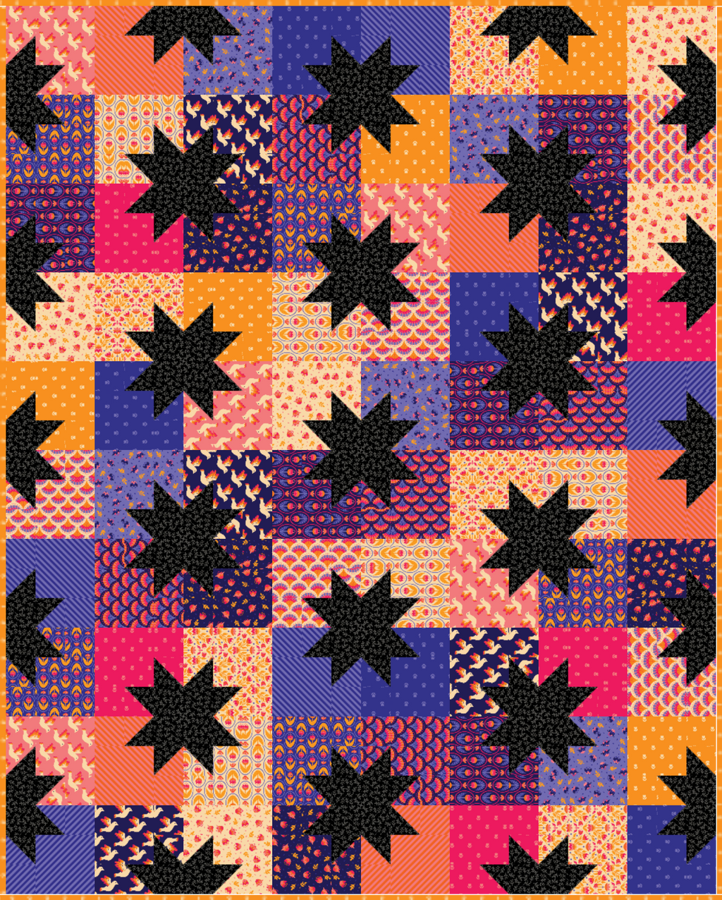 Star Pop II Quilt Kit featuring Blooming Garden by Jojulein Design