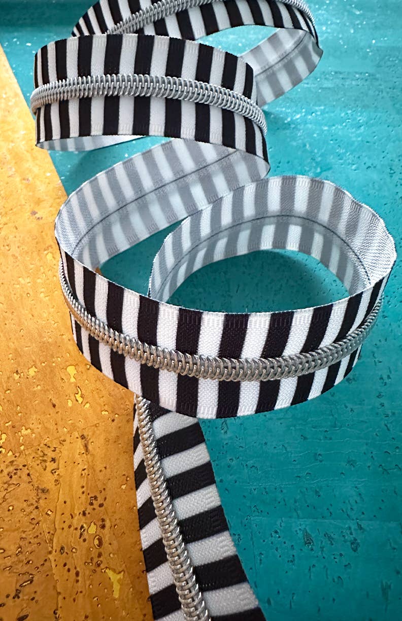 Black and White stripe zipper tape from Sassafras Lane Design