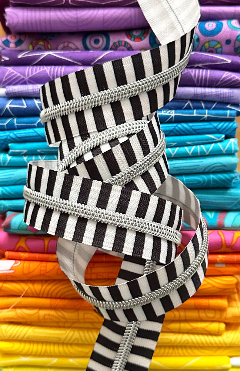 Black and White stripe zipper tape from Sassafras Lane Design