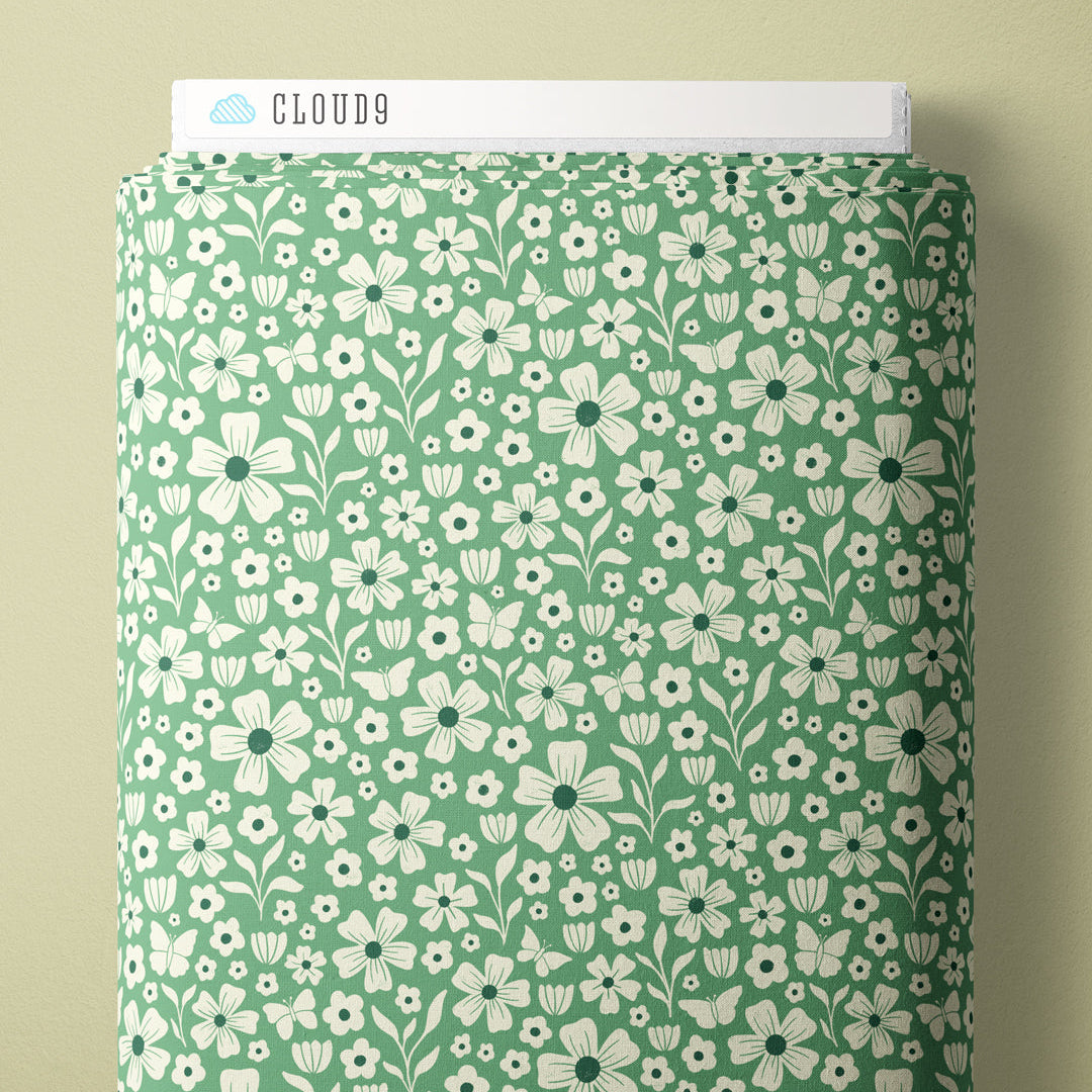 Wildflower Whimsy Teal from the Bountiful Acres collection by Jasmine Hnatkova for Cloud9 Fabrics
