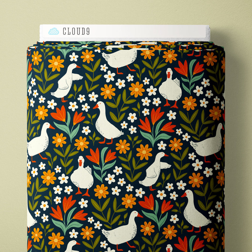 Garden Parade Blue from the Bountiful Acres collection by Jasmine Hnatkova for Cloud9 Fabric